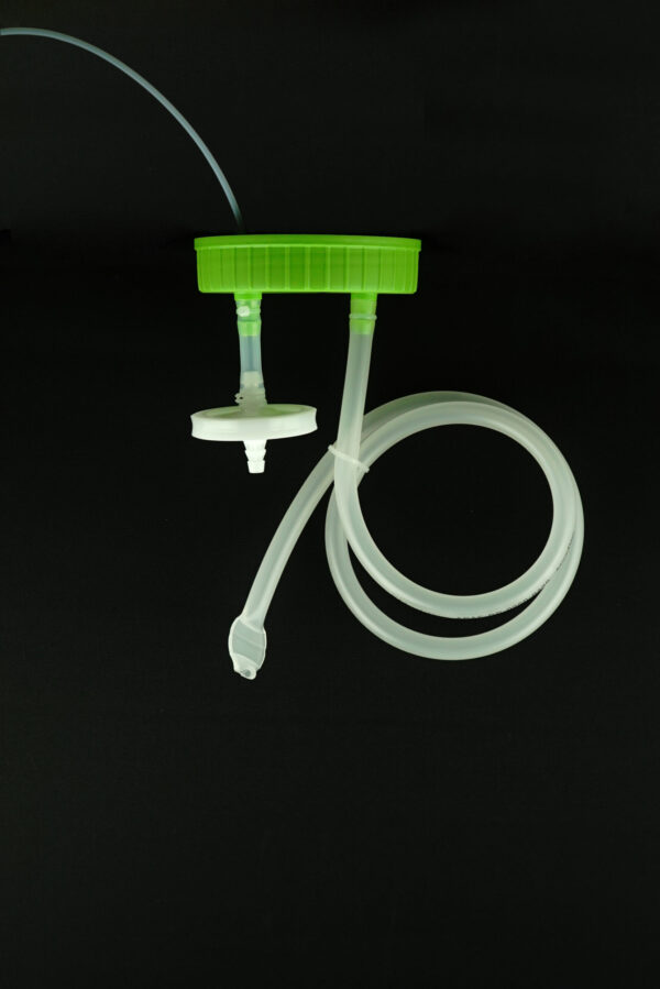 Inverted Cap with Thick Outlet Pipe 3L High Efficiency Erlenmeyer Flask Inverted Transfer Cap with TPE Tube ( 50cm 1/4" ID 7/16" OD)